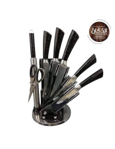 Set de couteaux noirs marbré 8pcs